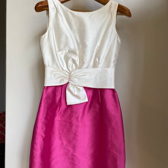 Kate Spade Silk Dress in White and Pink with Bow - Picture 1 of 2